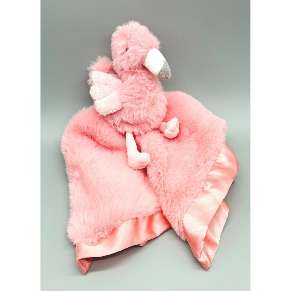 Cloud Island Flamingo Lovey Pink Plush Satin Trim Security Blanket